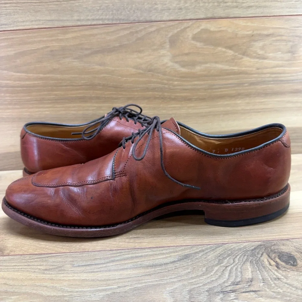 Allen Edmonds Delray Brown Leather Split Toe Dress Oxfords 9 D Reddish‎ Brown